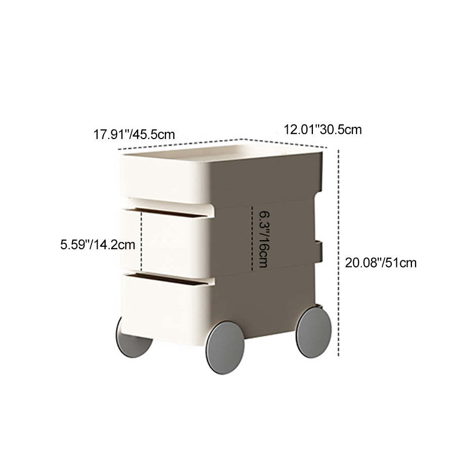 Scandinavian Removable 2/3-Drawer Side Table — 2 / Beige / Universal Wheel