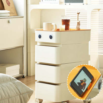 Scandinavian Removable 2/3-Drawer Side Table — 3 / Beige / Universal Wheel