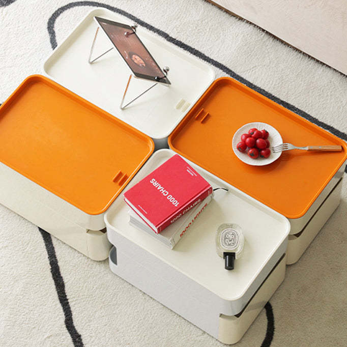 Scandinavian Removable 2/3-Drawer Side Table — 3 / Orange / Universal Wheel