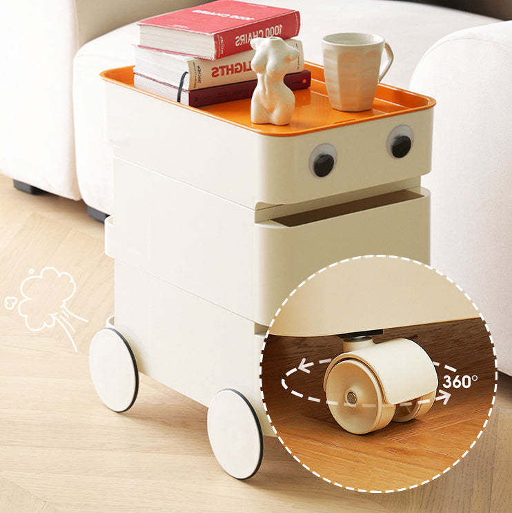 Scandinavian Removable 2/3-Drawer Side Table — 3 / Beige / Moon Wheel