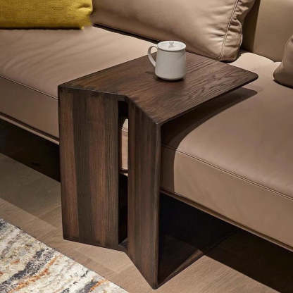 Minimalist Triangle Ash Wood Side Table — Brown