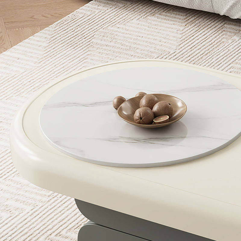 Scandinavian Oval Wood Rock Slab 2-Drawer Coffee Table