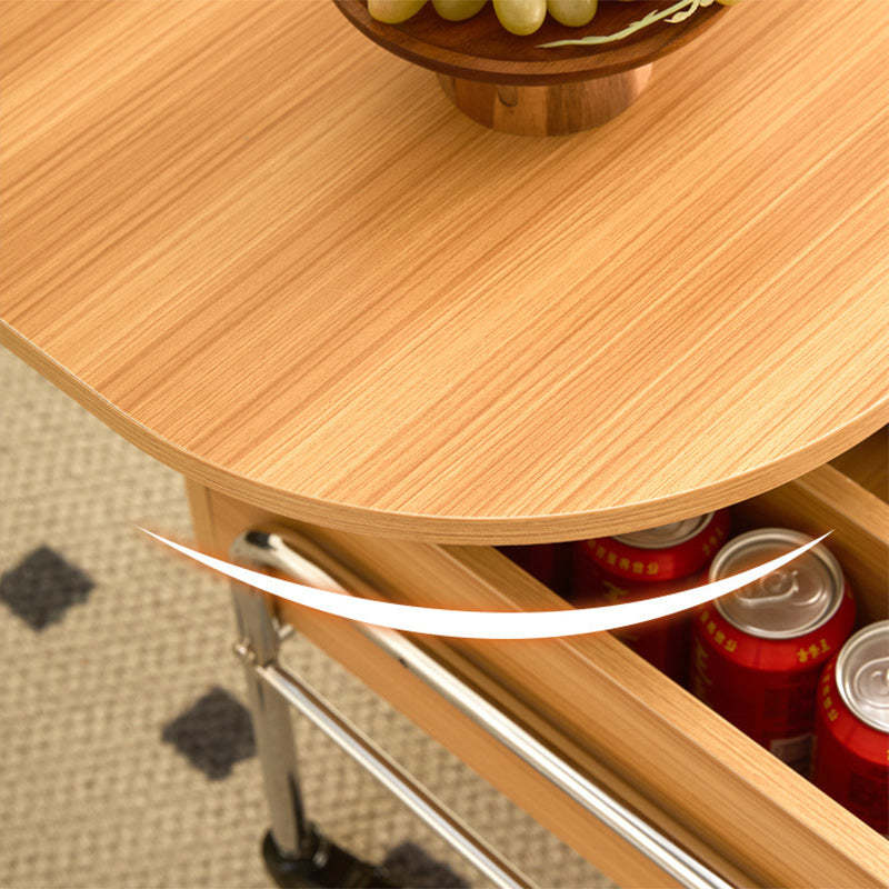 Minimalist Liftable Wood Stainless Steel Oval Coffee Table