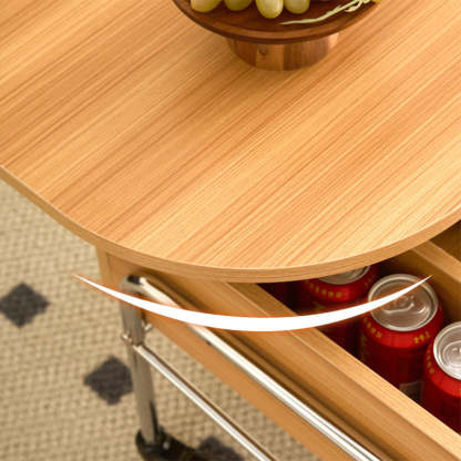 Minimalist Liftable Wood Stainless Steel Oval Coffee Table