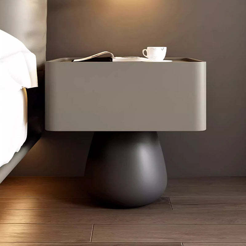Minimalist 1-drawer microfiber gray nightstands, Lighom — 15.75" L x 15.75" W x 19.29" H / Pallid Gray