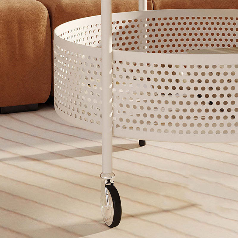 Nordic Cream Iron Glass Coffee Table 2-Tier — Black Base + Tea Color Glass
