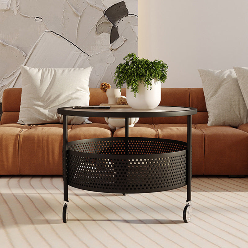 Nordic Cream Iron Glass Coffee Table 2-Tier