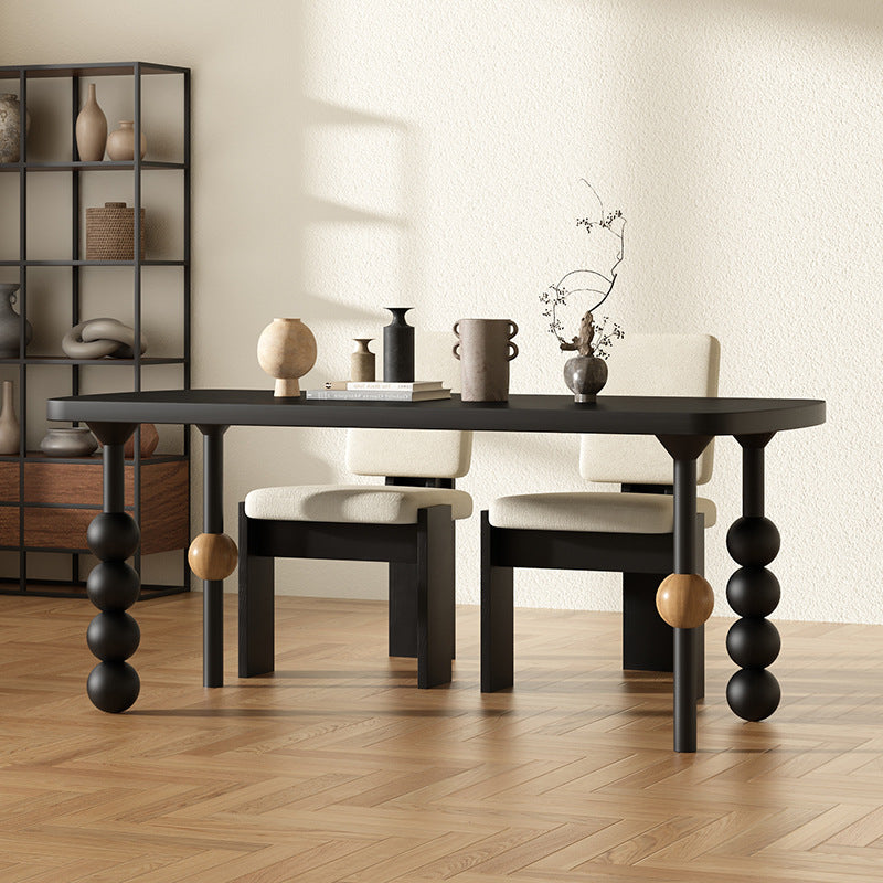 Vintage Oval Pine Dining Table — Black
