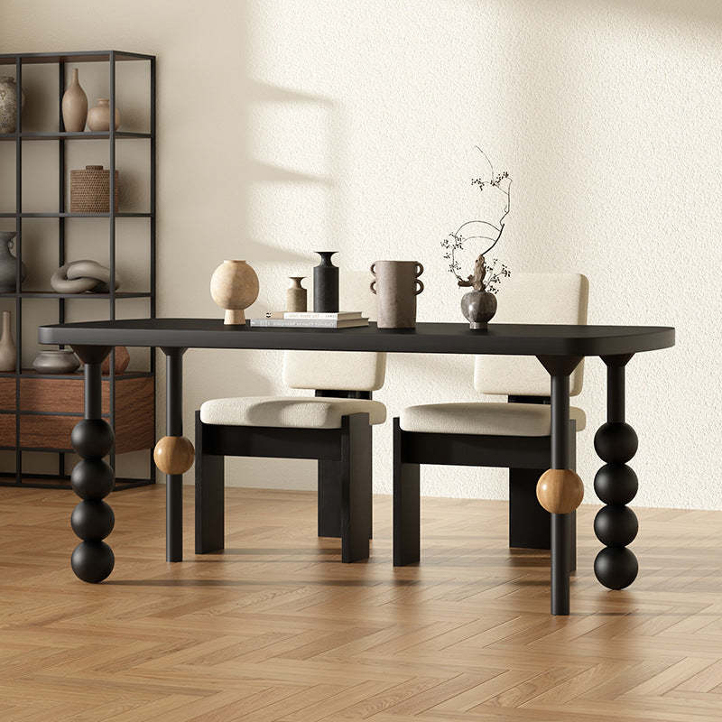 Vintage Oval Pine Dining Table — Black