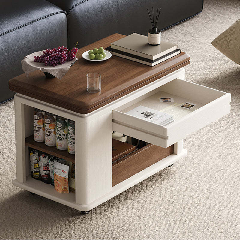 Scandinavian Foldable Wood Coffee Table 1-Drawer