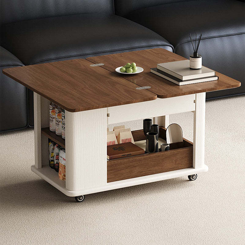 Scandinavian Foldable Wood Coffee Table 1-Drawer