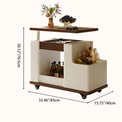 Minimalist Liftable Trapezoidal Wood Plank Side Table