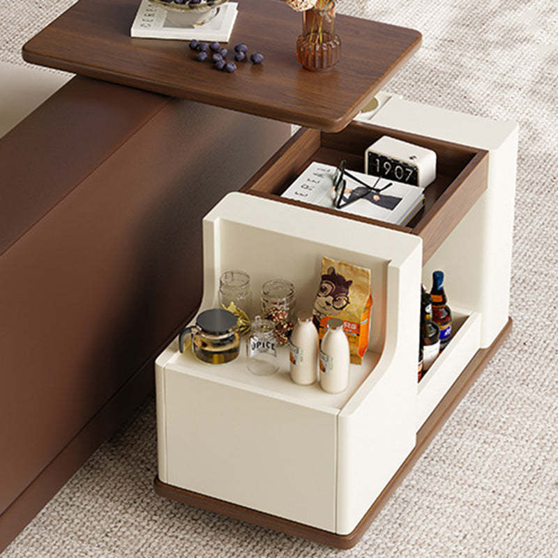 Minimalist Liftable Trapezoidal Wood Plank Side Table