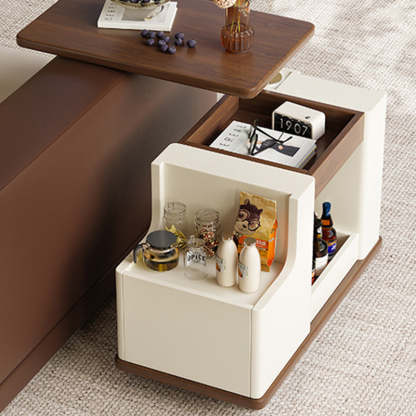 Minimalist Liftable Trapezoidal Wood Plank Side Table