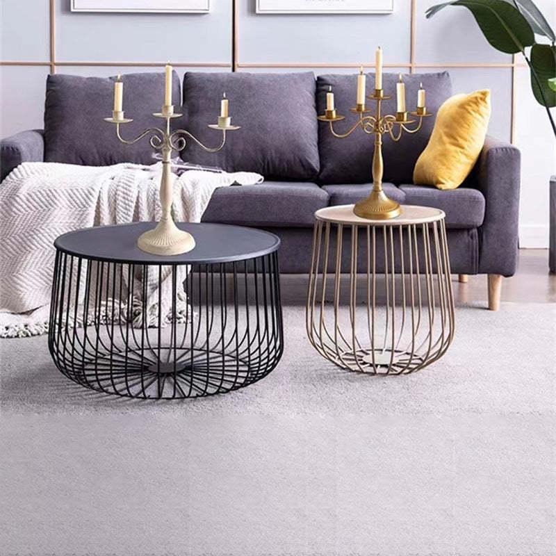 Minimalist Pumpkin Iron Coffee Table — A - Removable Tabletop / Black