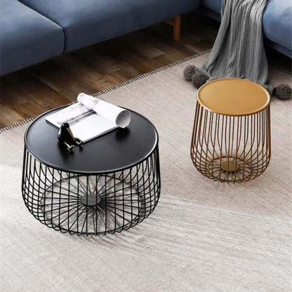 Minimalist Pumpkin Iron Coffee Table — A - Removable Tabletop / Gold