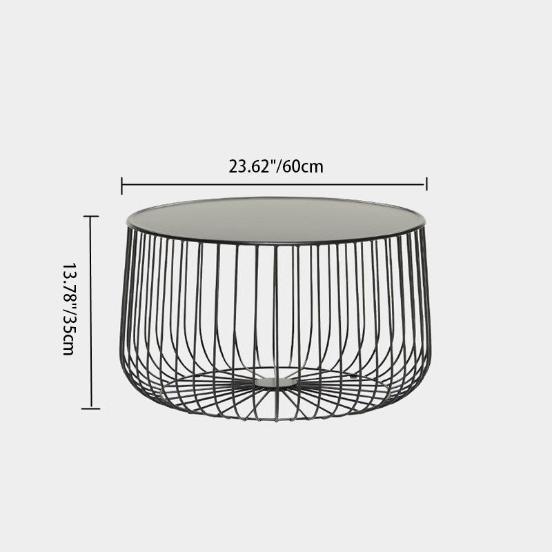 Minimalist Pumpkin Iron Coffee Table — A - Removable Tabletop / Black