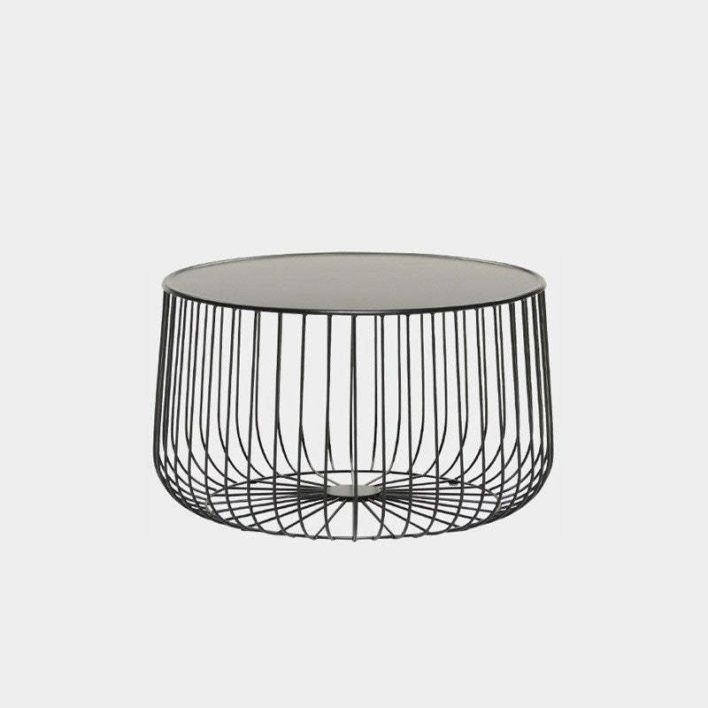 Minimalist pumpkin black coffee tables in iron — 23.62" L x 23.62" W x 13.78" H / Removable Tabletop