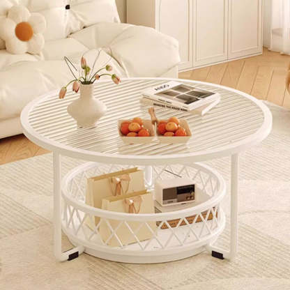 Minimalist Round Tempered Glass Iron Coffee Table