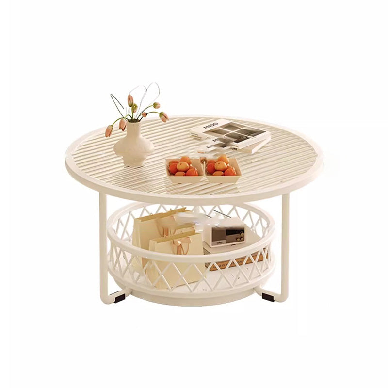 Minimalist Round Tempered Glass Iron Coffee Table