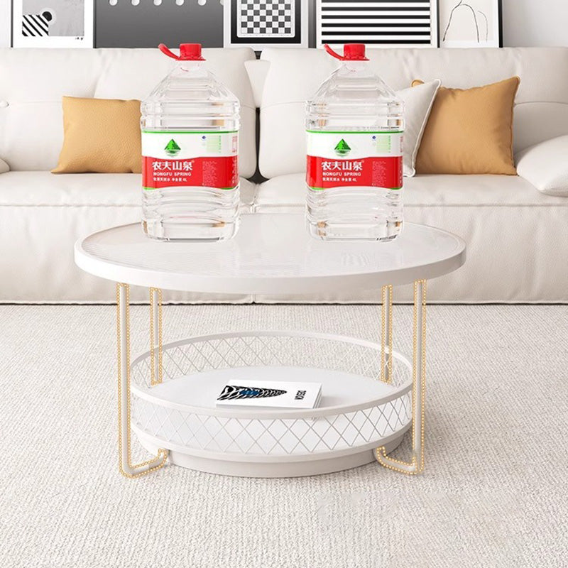Minimalist Round Tempered Glass Iron Coffee Table