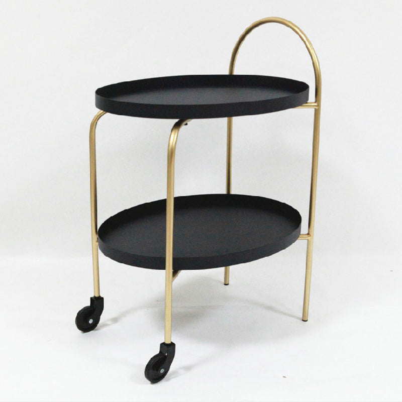 Scandinavian Oval Iron Metal 2-Tier Side Table