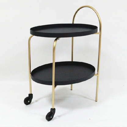 Scandinavian Oval Iron Metal 2-Tier Side Table
