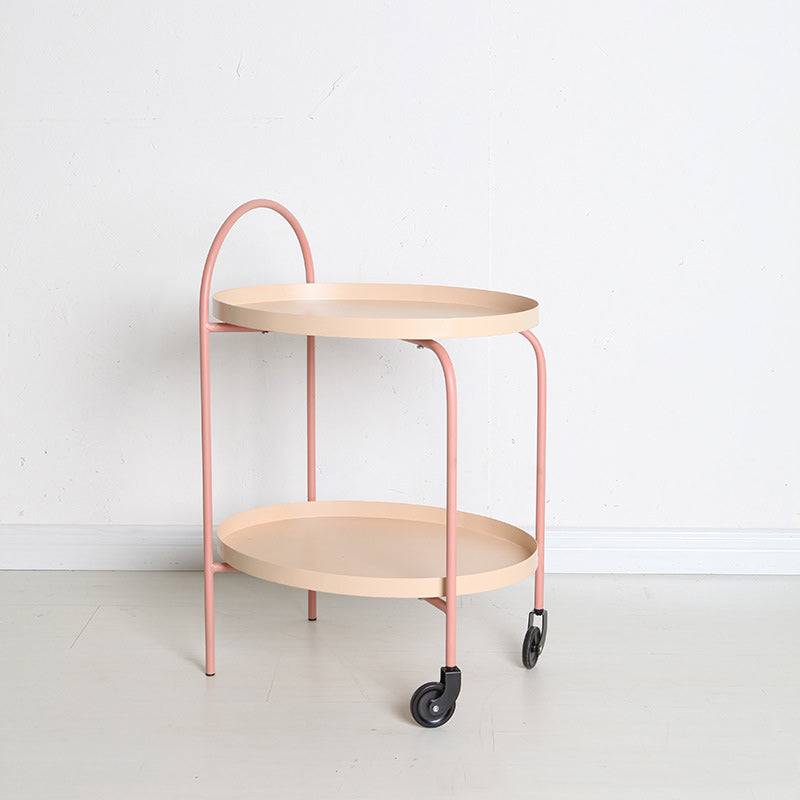 Scandinavian Oval Iron Metal 2-Tier Side Table