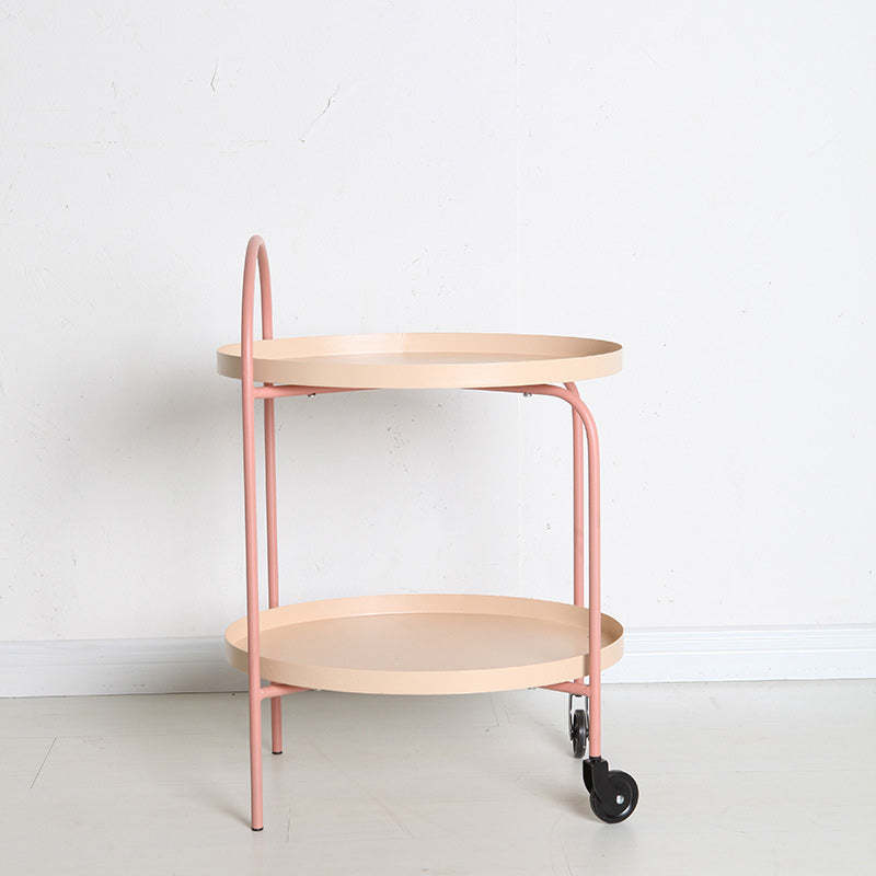 Scandinavian Oval Iron Metal Side Table — Pink