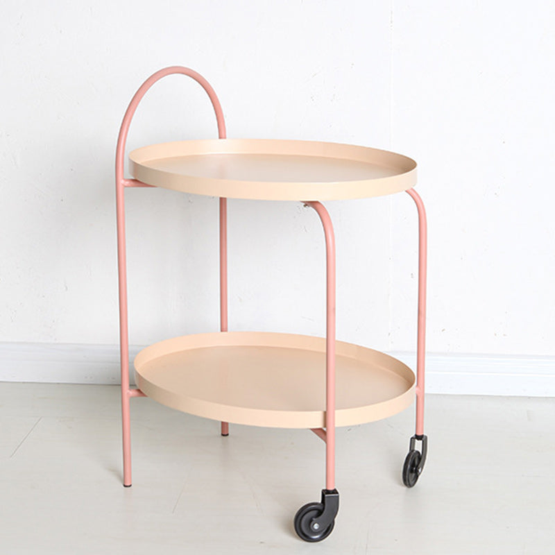 Scandinavian Oval Iron Metal 2-Tier Side Table