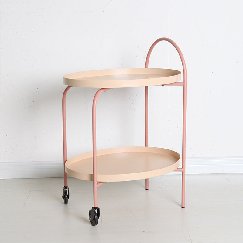 Scandinavian Oval Iron Metal 2-Tier Side Table