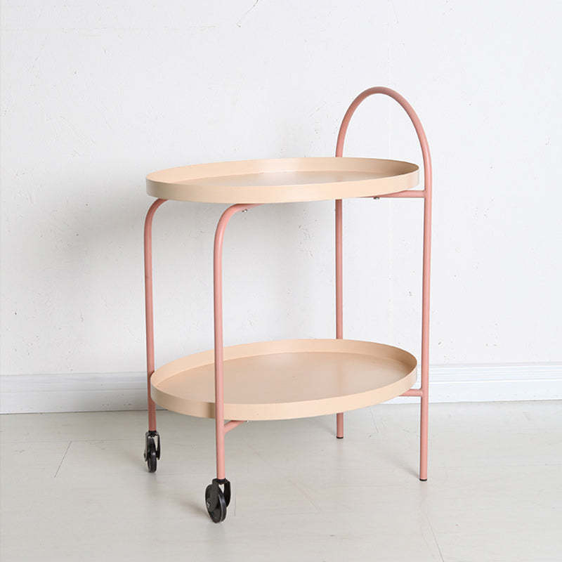 Scandinavian Oval Iron Metal 2-Tier Side Table