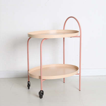 Scandinavian Oval Iron Metal 2-Tier Side Table