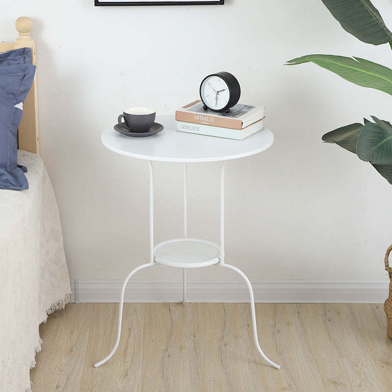 Minimalist Round Iron 3-Leg Coffee Table — White