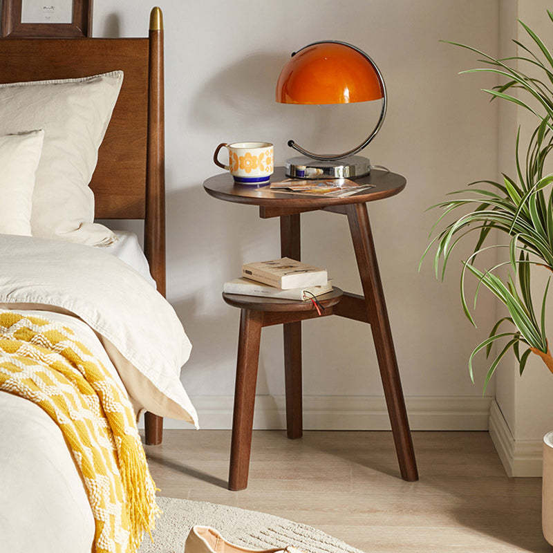 Minimalist Round Rubberwood 3-Leg Coffee Table