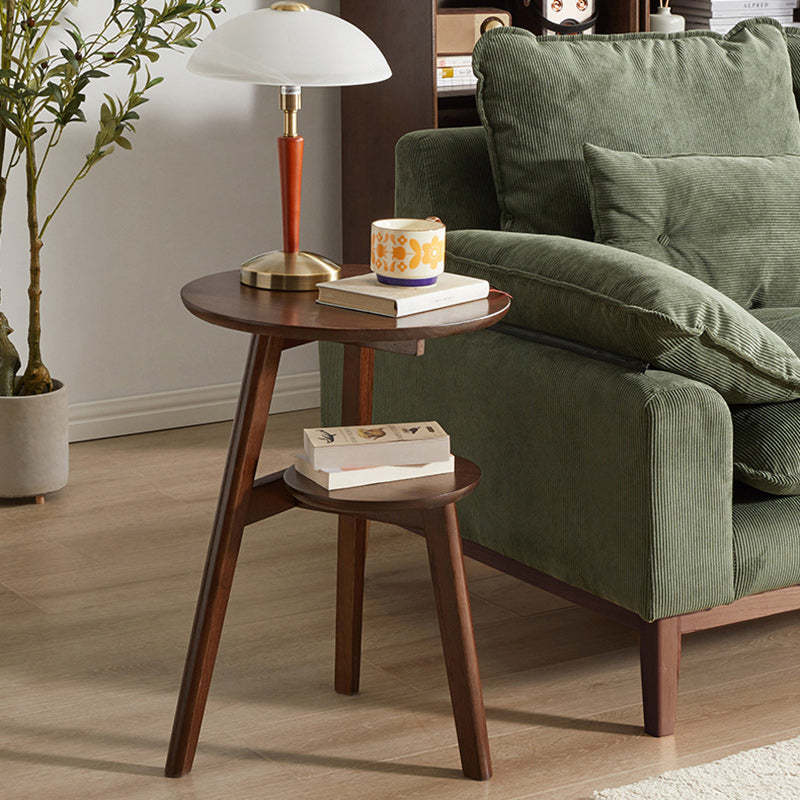 Minimalist Round Rubberwood 3-Leg Coffee Table