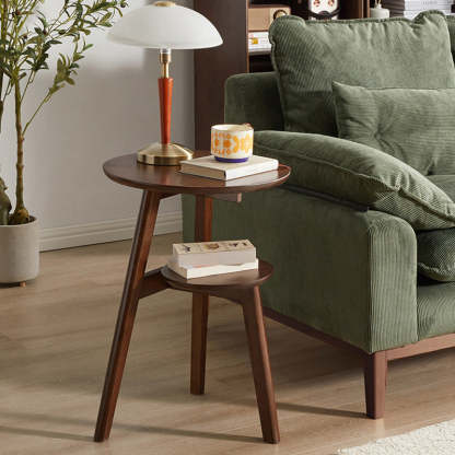 Minimalist Round Rubberwood 3-Leg Coffee Table