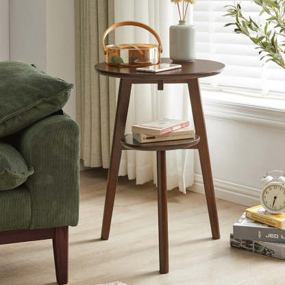 Minimalist Round Rubberwood 3-Leg Coffee Table