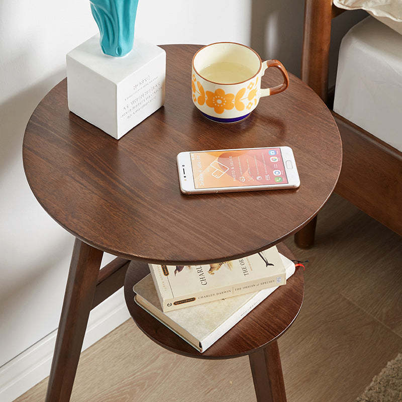 Minimalist Round Rubberwood 3-Leg Coffee Table