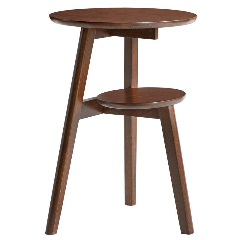 Minimalist Round Rubberwood 3-Leg Coffee Table