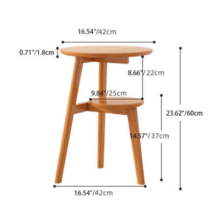 Minimalist Round Rubberwood 3-Leg Coffee Table