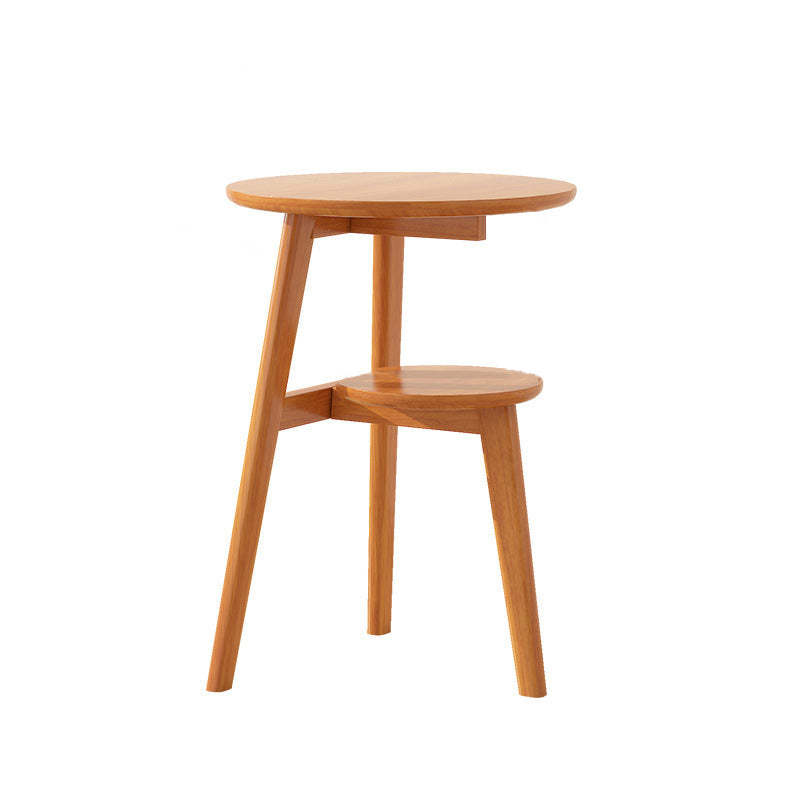 Minimalist Round Rubberwood 3-Leg Coffee Table