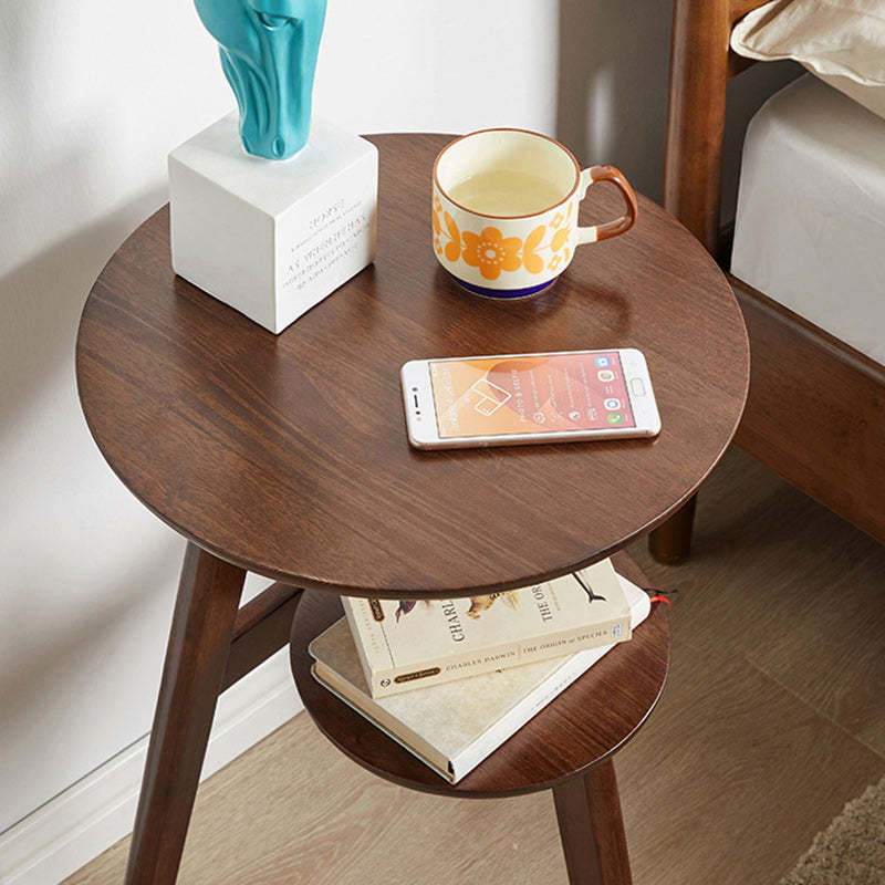 Minimalist Round Rubberwood 3-Leg Coffee Table
