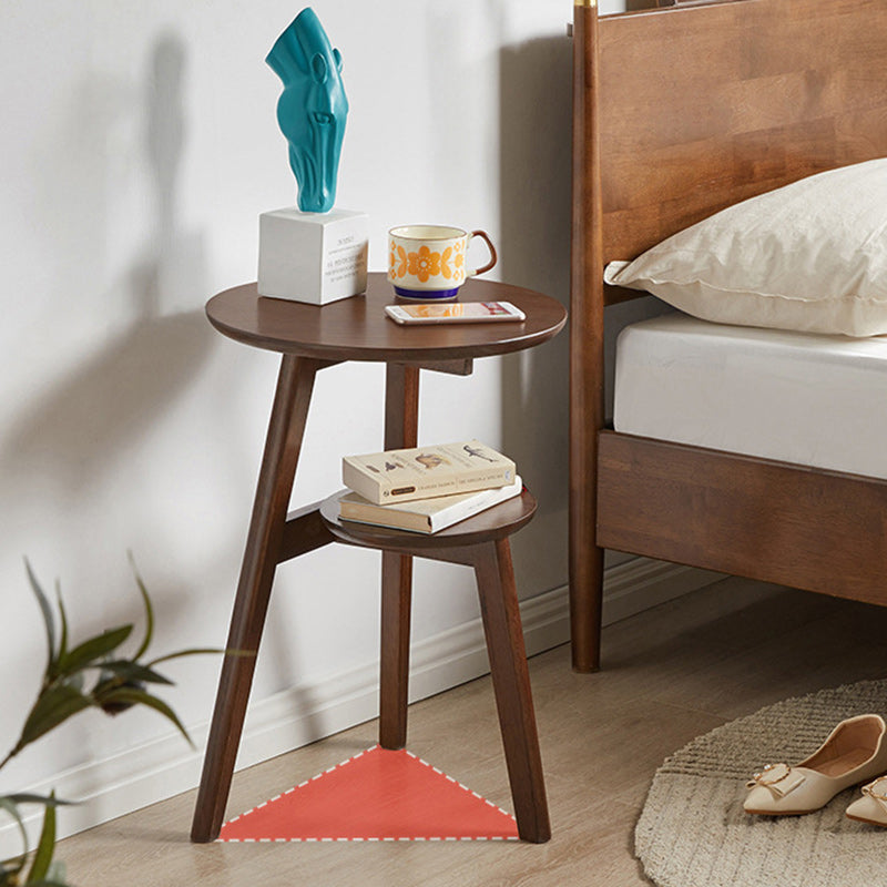 Minimalist Round Rubberwood 3-Leg Coffee Table