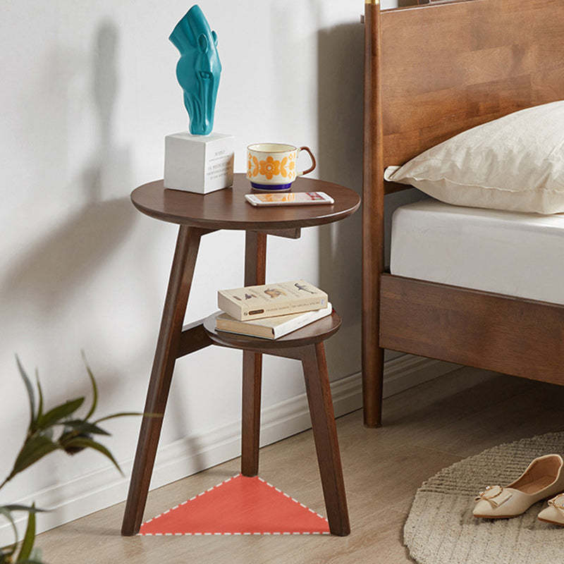 Minimalist Round Rubberwood 3-Leg Coffee Table