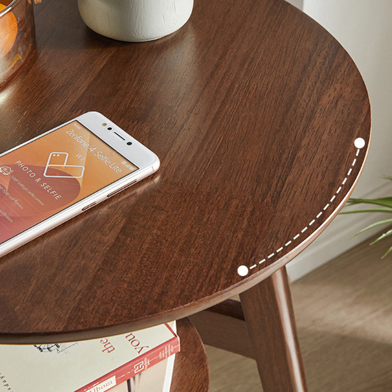 Minimalist Round Rubberwood 3-Leg Coffee Table