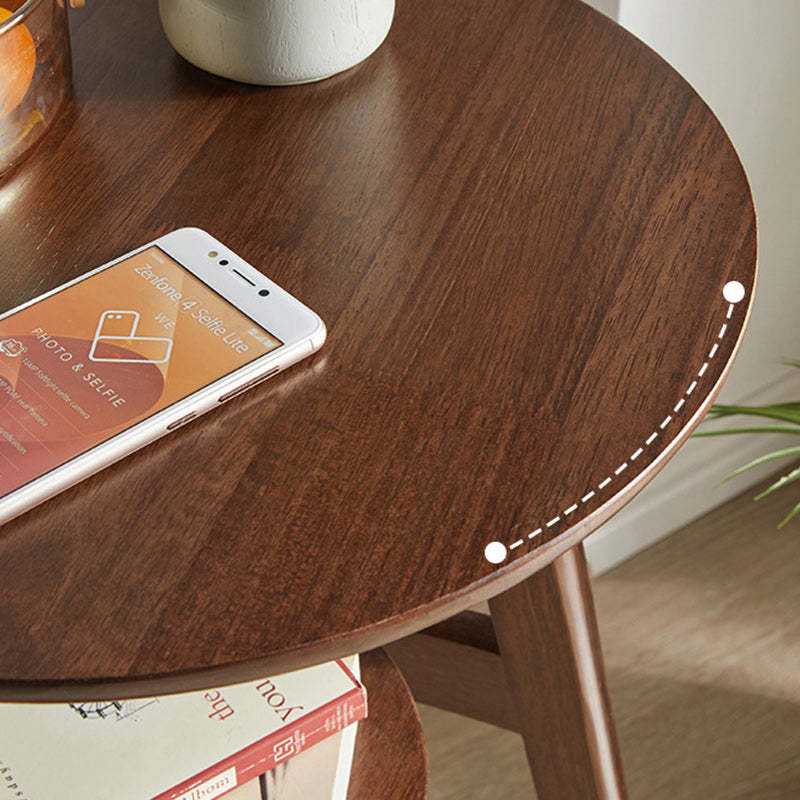 Minimalist Round Rubberwood 3-Leg Coffee Table