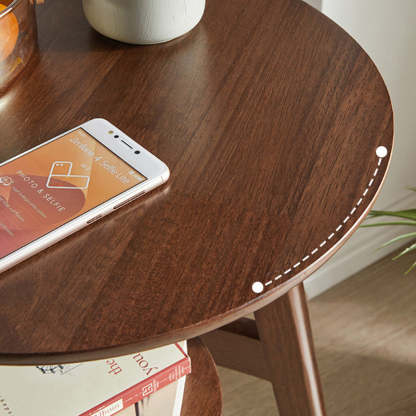 Minimalist Round Rubberwood 3-Leg Coffee Table