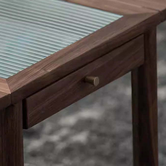 Minimalist Oval Wood Metal Glass Side Table