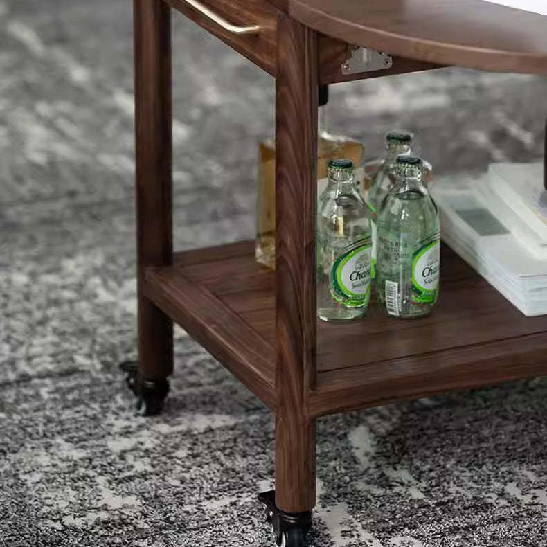 Minimalist Oval Wood Metal Glass Side Table